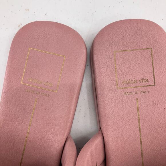 Dolce Vita Rose Pink Leather Slip On Slide Made In Italy Adore Shoes Sandals - Picture 10 of 12